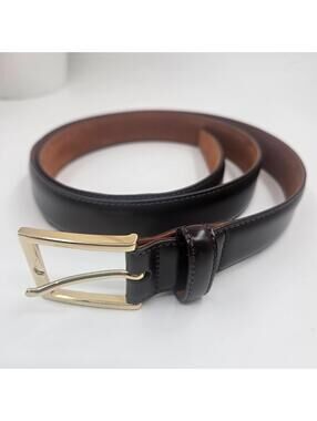 Brooks Brothers Men’s Dark Brown Leather Belt Gold Buckle Made in Italy Size 40